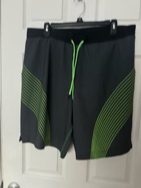 Aqua Tech Lined Swim Trunks/ Shorts Gray and Neon Green Sz: Larg